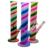 10" Candy Cane Striped Water Pipe Puffin Peacock